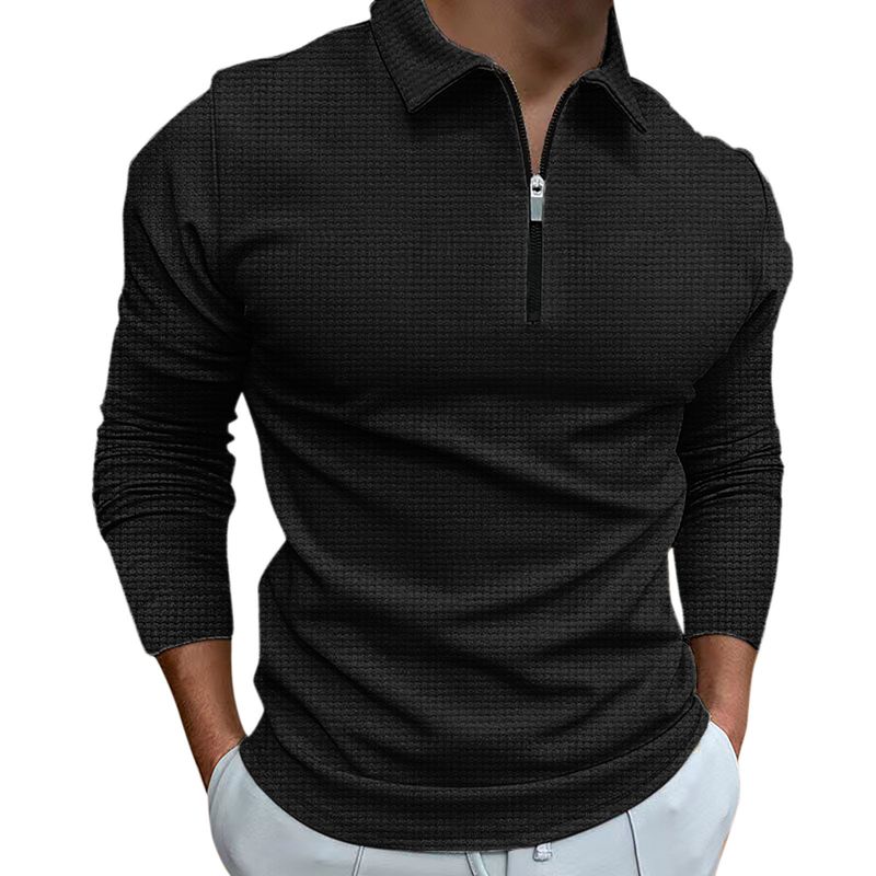 Neues Herren-Langarm-Poloshirt mit Digitaldruck, Umlegekragen, Reißverschluss und schmaler Passform (Modell 2025)_voghion.com