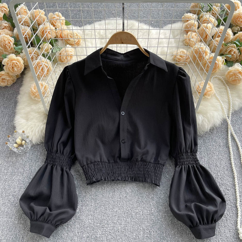Camicie da donna con maniche a sbuffo, camicie sciancrate, corte, chic, eleganti, belle, eleganti, bianche_voghion.com