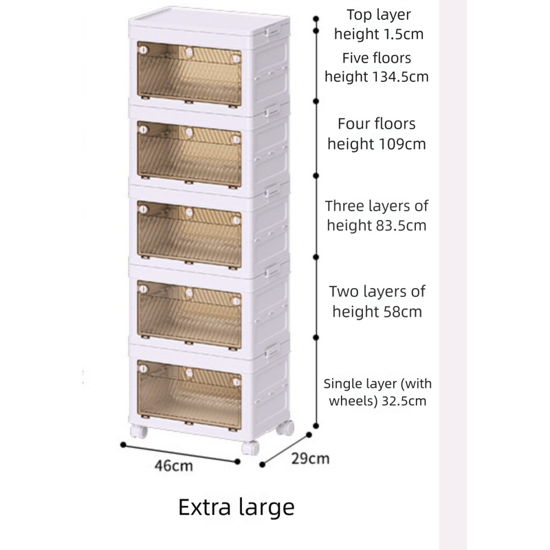 No-Installation Folding Wardrobe, Multi-layer Storage Cabinet For Living Room Children's Clothes, Freestanding Space Saver_voghion.com