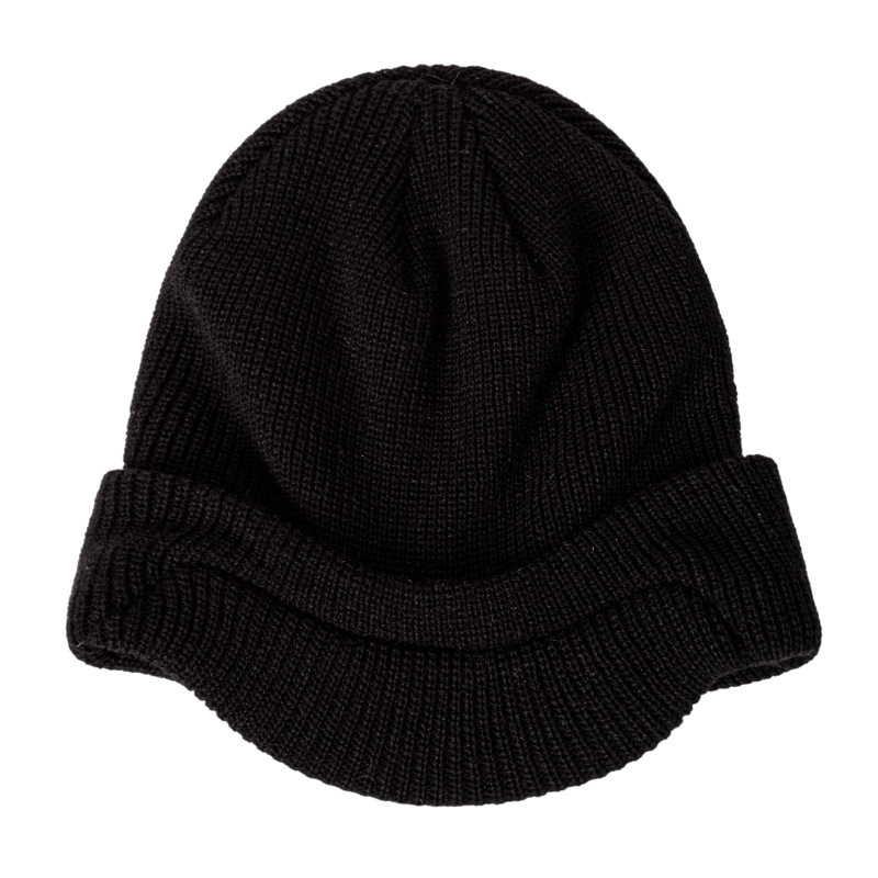 Neue Strickmütze mit kurzer Krempe für Herren, Herbst und Winter, warm, gepolstert, bestickte Charaktere, großes Stirnband, locker_voghion.com