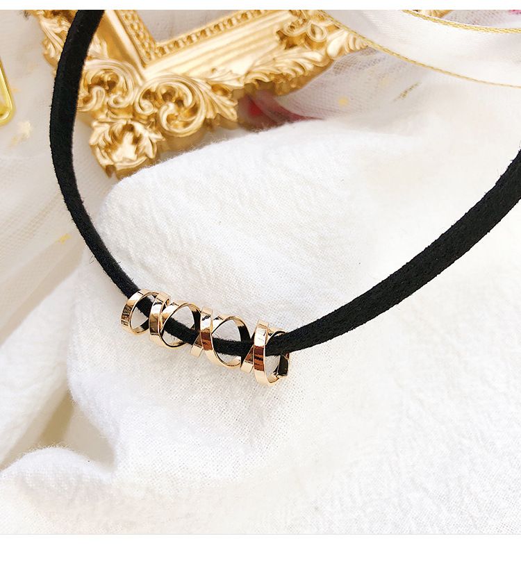 Collana girocollo nera minimalista da donna, design unico, nuovo stile, elegante catena per clavicola_voghion.com