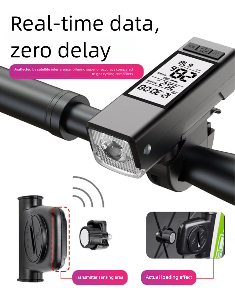 2023 Nuovo misuratore di codice wireless per bicicletta tre in uno, clacson di tipo C, lampada per mountain bike multifunzione_voghion.com