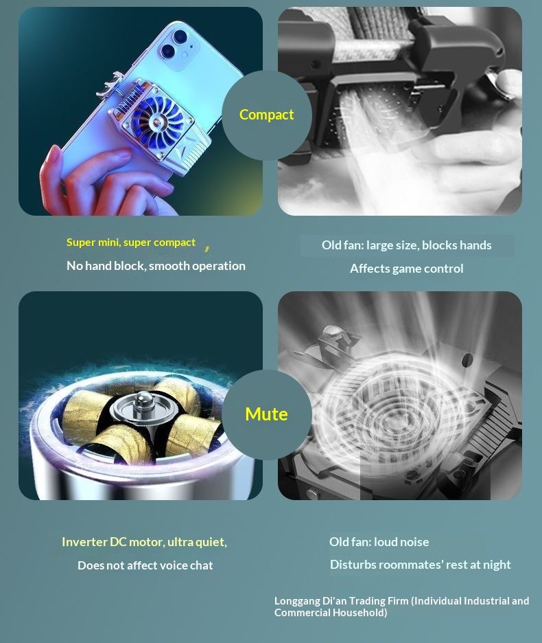 Digitex New Model Phone Cooler Semiconductor Artifact Air Cooling Charging Ultra Quiet Noiseless Clip-on Back Clip Fan_voghion.com