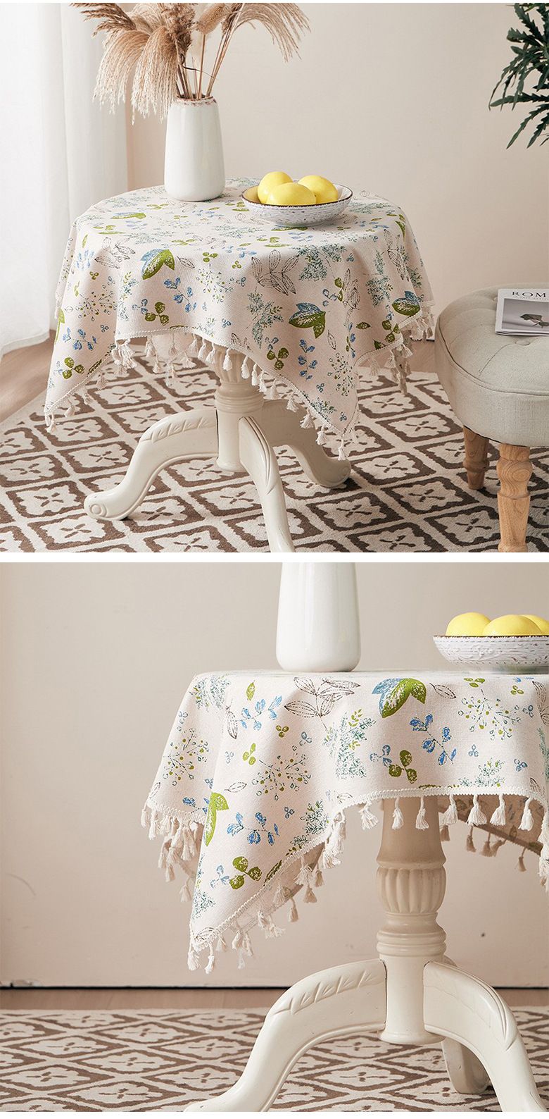 Tovaglia floreale – Copritavolo in policotone resistente al calore per tavoli da pranzo e da caffè – Antiscivolo, lavabile in lavatrice – Decorazione boho e rustica_voghion.com