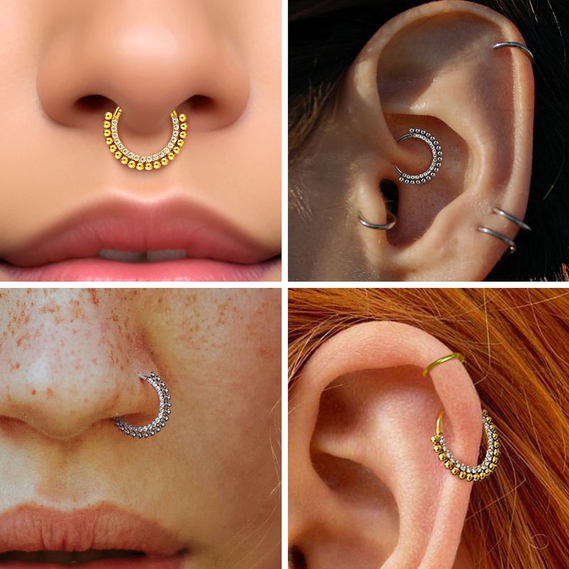 F136 Piercing al naso in titanio, elica, setto, orecchini da 16 G, segmento incernierato, clicker, zircone, labret, orecchio, trago, cartilagine, gioielli all'ingrosso_voghion.com