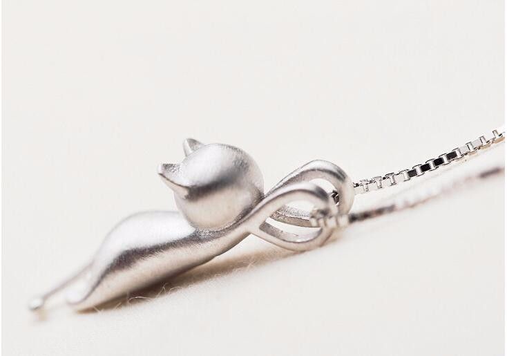 Pronta consegna, popolare Sterg Sier Jewelry coreano moda semplice animale carino gattino catena clavicola ciondolo collane gatto XL003_voghion.com