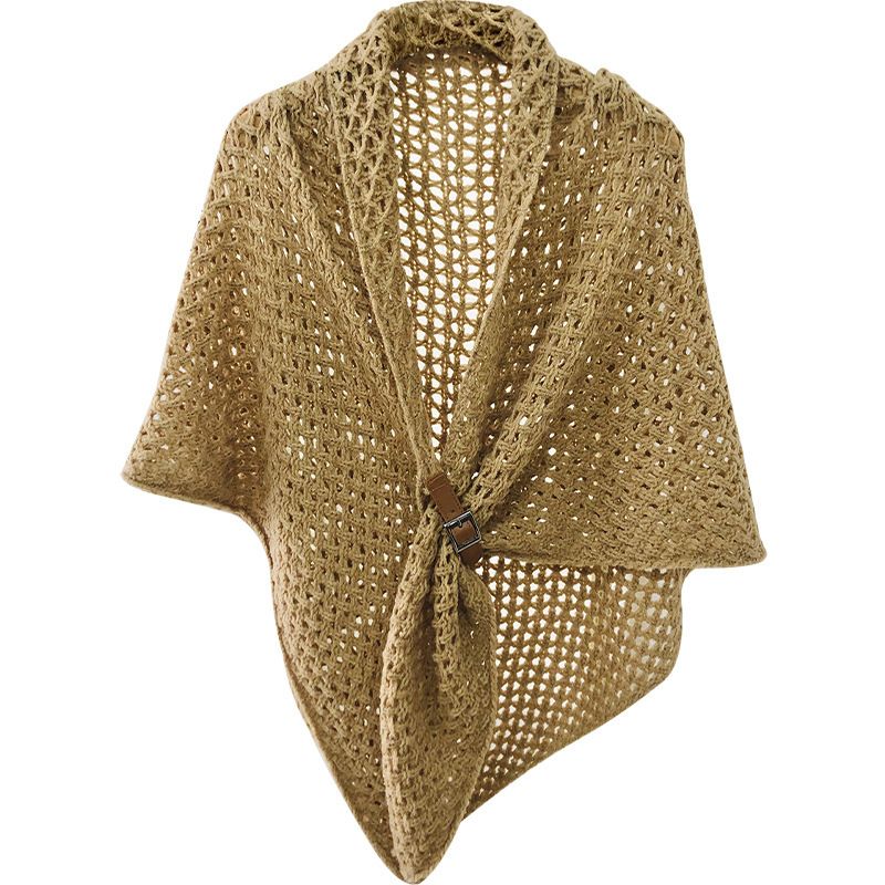 Shawl For Women Spring And Autumn Trendy Knitted Triangle Scarf Outerwear Cape High-end Korean Small Shoulder Wrap_voghion.com