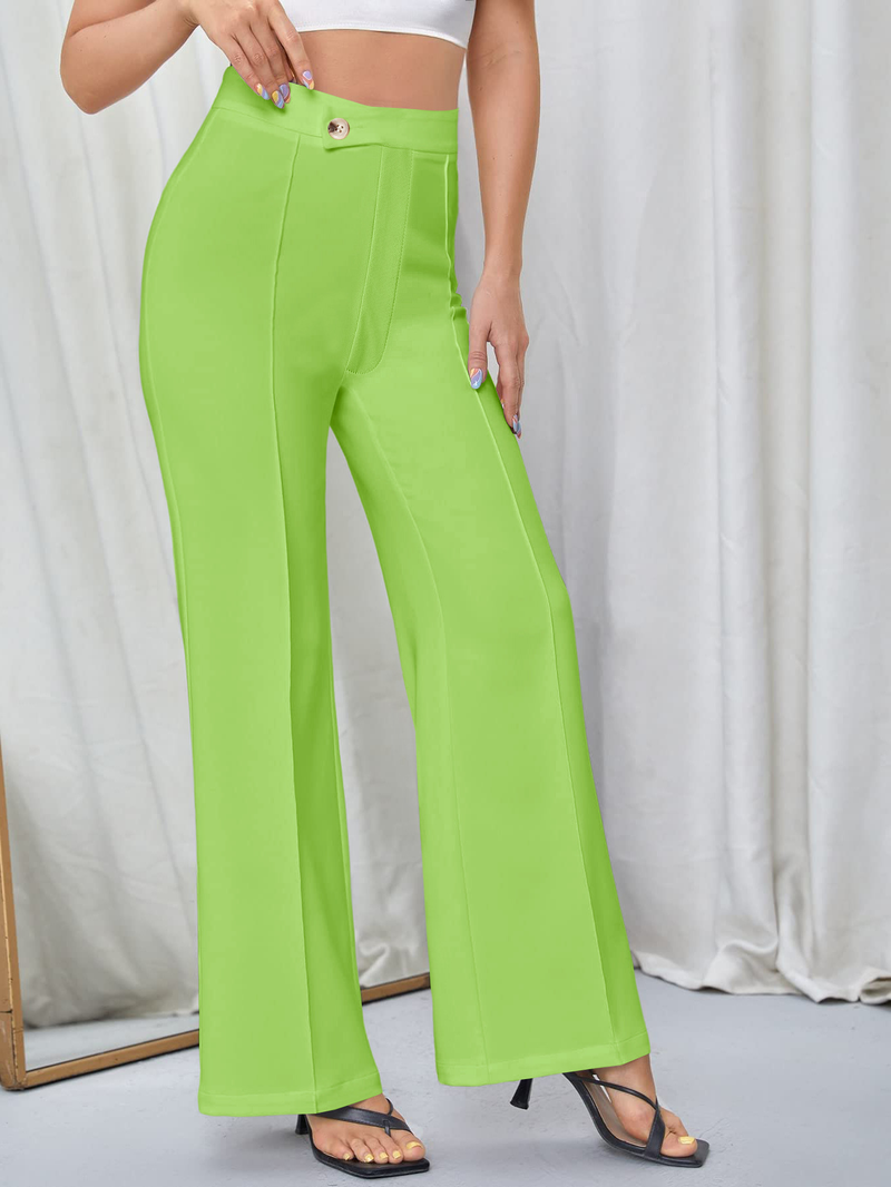 Damenbekleidung, Freizeithose, Temperament, Pendeln, leicht ausgestellte Hose, vielseitige modische Hose mit weitem Bein für Damen_voghion.com