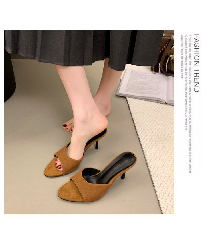 Women's Minimalist Pointed-Toe Mule Sandals - Soft Leather Stiletto Slides For Women (Office To Evening Open-Toe Dressy Heels)_voghion.com