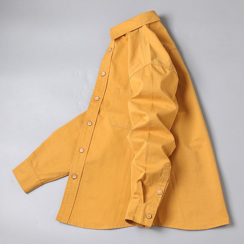 Chemise décontractée en pur coton pour homme, couleur unie, tendance, grande taille, manches longues, style Hong Kong_voghion.com