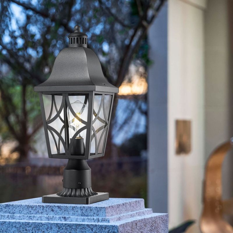 Lampada da recinzione in alluminio per terrazza, patio, giardino, esterno, con illuminazione a palo, impermeabile, in vetro, per illuminazione esterna_voghion.com