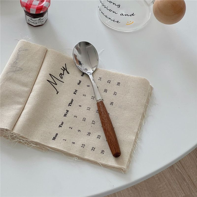 Ensemble de vaisselle de style coréen INS avec manche en bois, baguettes, couteau, fourchette, cuillère à café et soupe de riz_voghion.com