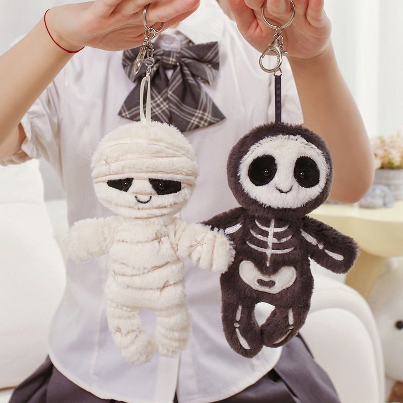 Spooky Mummy And Skeleton Plush Toy - Halloween Decor, Keychain Accessory, Soft Stuffed Doll For Teens Toy Doll Pendant Doll Gift_voghion.com