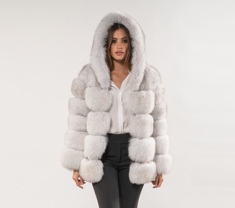 Damesmode warme jas vossenbont capuchonjas imitatiebont_voghion.com