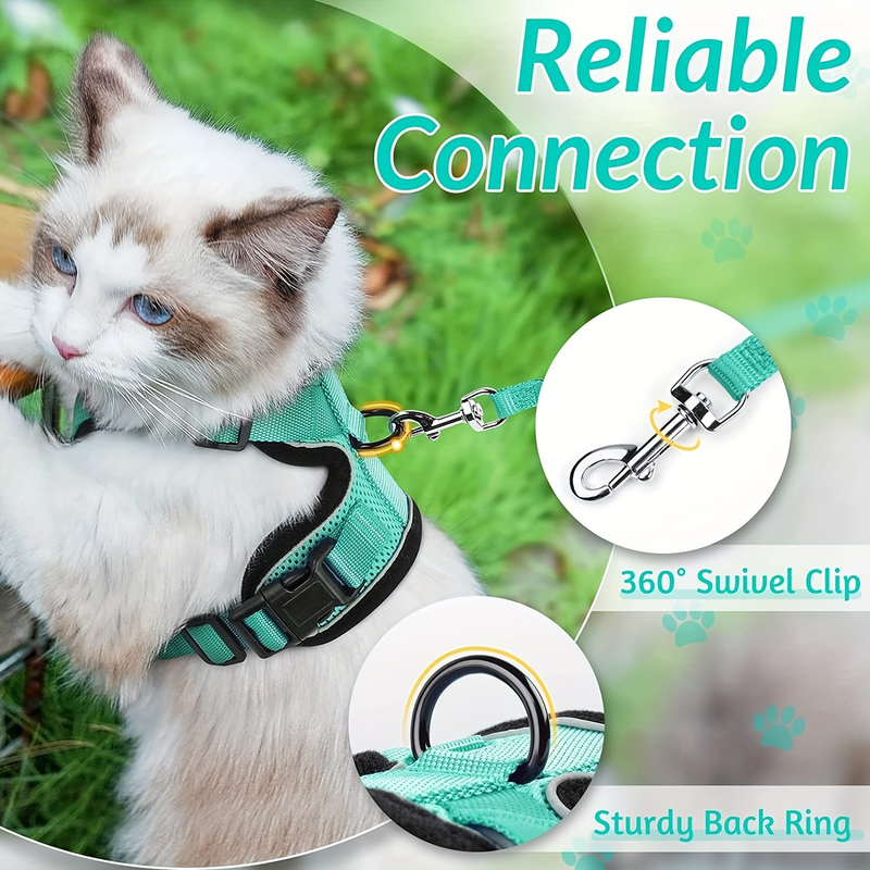 Escape-Proof Soft Adjustable Cat Harness Leash: Perfect For Walking & Exploring_voghion.com