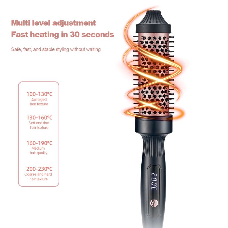 LCD - Pettine, ferro anti-danno, pettine a rulli e piastra elettrica, strumento per capelli 2 in 1 per ricci e_voghion.com