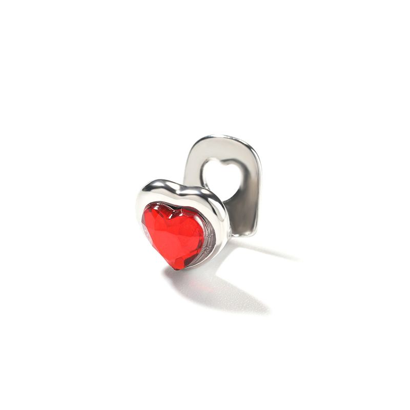 Grillz a forma di cuore Hip Hop - Argento con cristalli rossi/verdi - Gioielli unici e personalizzati, gioielli di tendenza di nicchia Hip Hop Rap avanzati_voghion.com