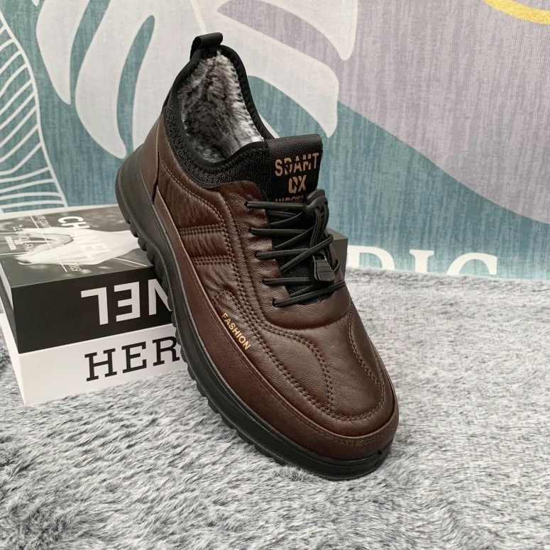 Glide Dropshipping Winter New Men's Fleece Lining, Thickened For Middle-aged And Elderly, Dad's With Thick Soles, Large Size_voghion.com