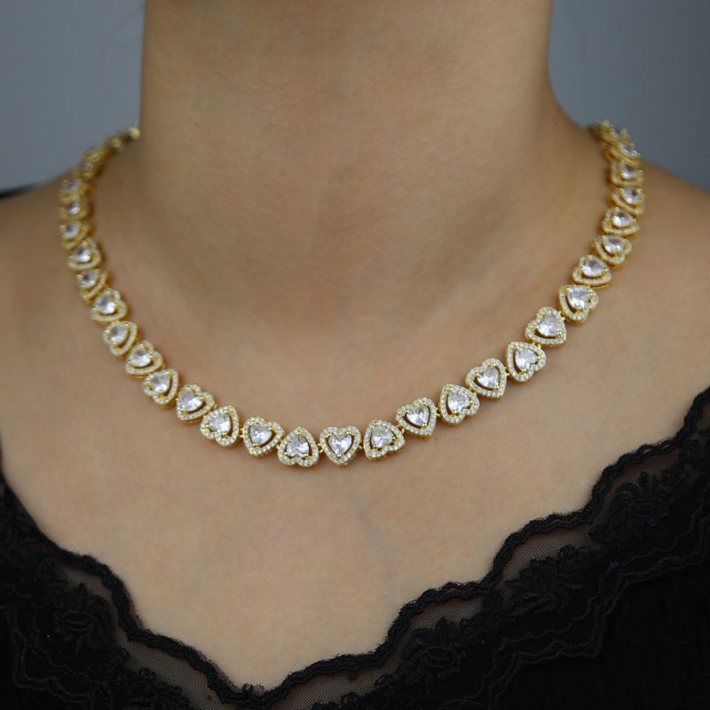 Women's Jewelry Heart Shaped Zircon Necklace Fashion Trend Inlaid Zircon Women's Necklace_voghion.com