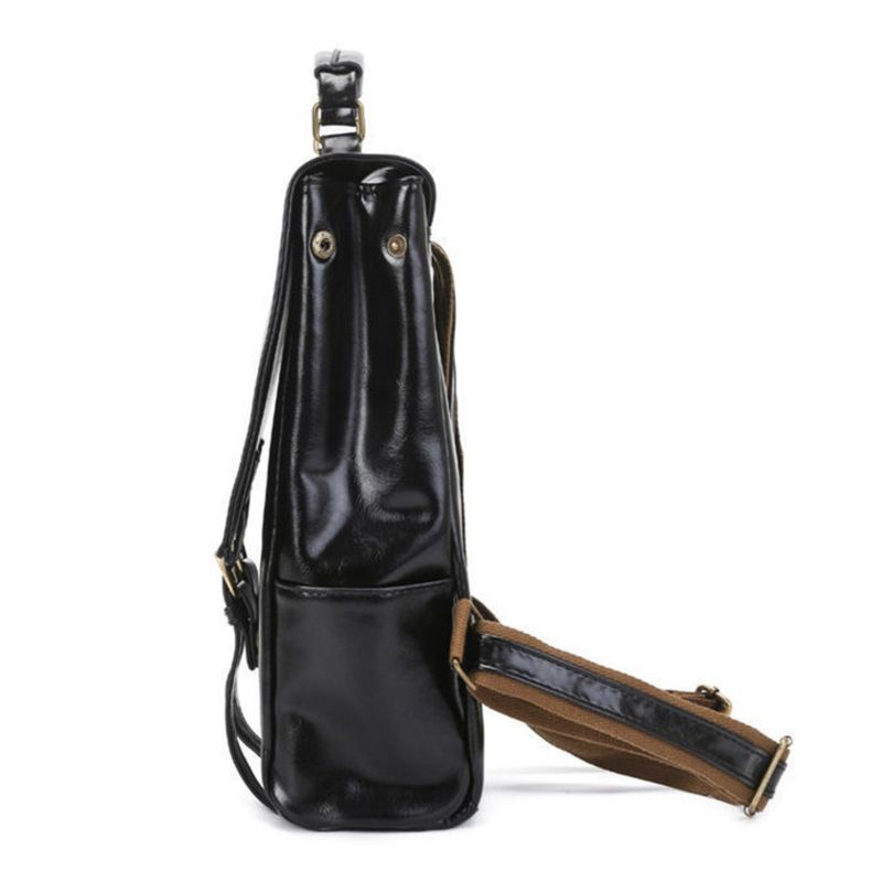 Mochila universitaria multifuncional pequeña de cuero sintético para hombre, moderna y casual._voghion.com