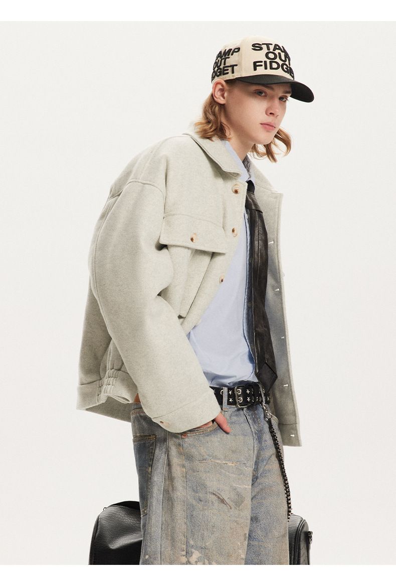 Men's Clothing Loose Shirt Style Jacket Men's Winter Wool Blend Overshirt Jacket - Warm Loose Fit Coat With Stylish Layering For Casual & Commuting_voghion.com