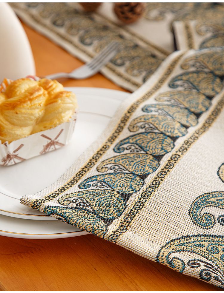 Camino de mesa de rayas de lujo: tela jacquard de primera calidad, decoración de comedor a prueba de polvo para mesas de 1,82 m a 2,44 m, elegante funda para mesa de centro y aparador._voghion.com