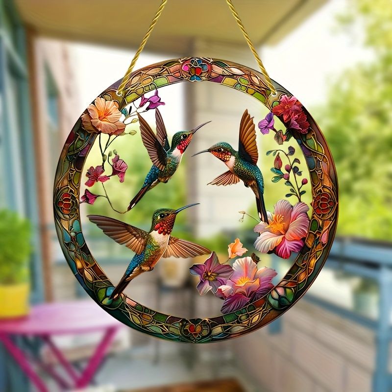 Sonnenfänger mit Kolibri-Motiv, 20,3 cm, durchscheinende Acrylkunst. Ballettdekor der Natur für Gartenveranden oder als wertvolles Zeichen der Freundschaft._voghion.com