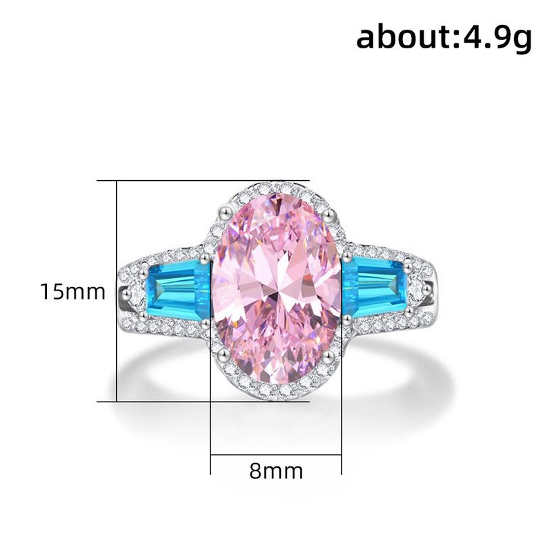 Cao Shi Neue Platin-Beschichtung Mode Damen Licht Luxus Nischen Stil Bunte Edelstein Ei-förmigen Zirkon Ring Für Frauen_voghion.com