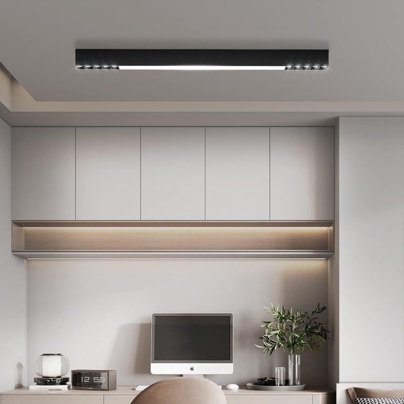 Glitzerlife Deckenlampe LED Deckenleuchte Schlafzimmer - Moderne 107CM Wohnzimmerlampe 32W Lang Küchenlampe Dimmbar Mit Fernbedienung Büro Deckenbeleuchtung Panel_voghion.com