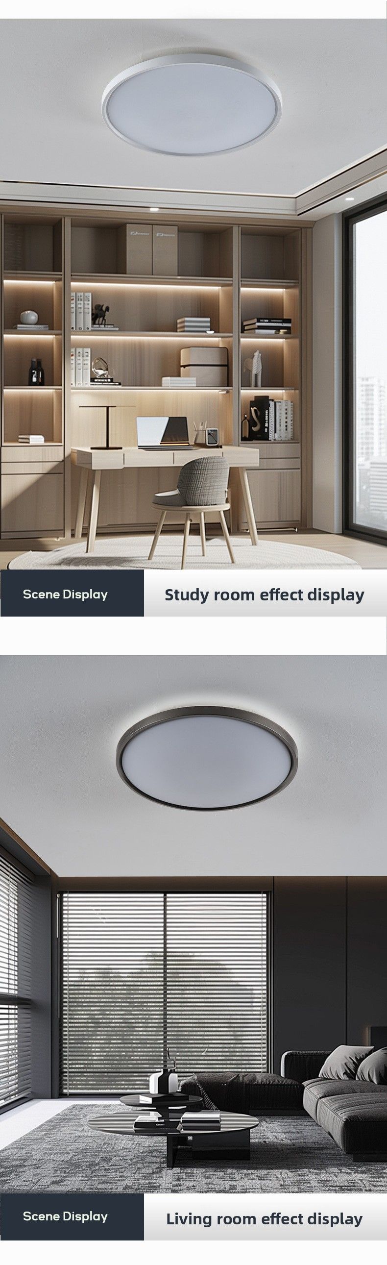 Lampada da soffitto a LED a spettro completo a tre livelli per soggiorno, corridoio semplice, balcone, protezione degli occhi, rotonda, camera da letto_voghion.com