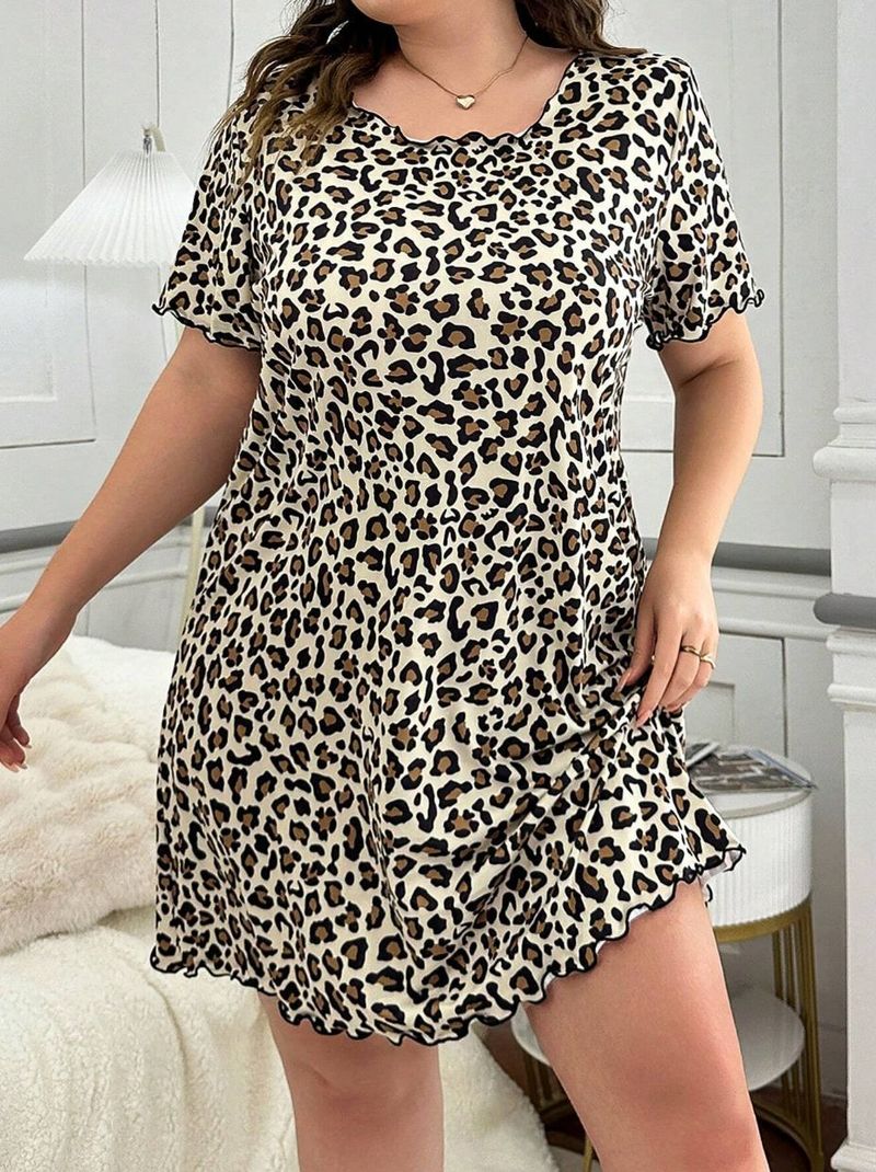 Nachtwäsche für Damen, modische Heimkleidung, Pyjama, Nachthemd, Kleid, kurzärmeliges T-Shirt-Kleid für Damen_voghion.com