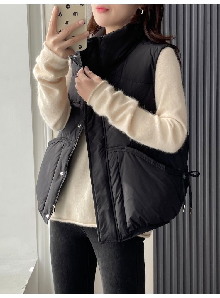 Gilet matelassé pour femme – Motif 3D et col montant zippé (Indispensable pour superposer les vêtements d'hiver légers)_voghion.com