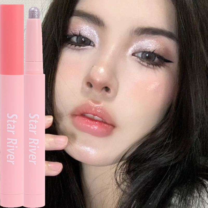 Pink 1PC Pearlescent Eyeshadow Pencil Waterproof Long Lasting Glitter Shimmer Eye Shadow Pen Highlighter S_voghion.com