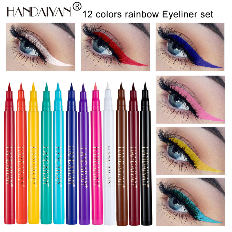 HANDAIYAN 12-Color Eyeliner Pencil Set - Quick-Dry, Smudge-Proof, Matte Eyeliner Gel Kit_voghion.com