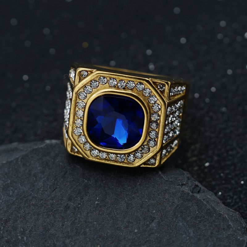 Nový personalizovaný pánský prsten z nerezové oceli 316 s trojrozměrným barevným diamantem_voghion.com