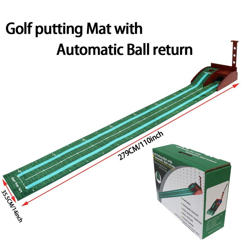 New Solid Wood Practice Device With Automatic Ball Return Golf Putting Mat_voghion.com