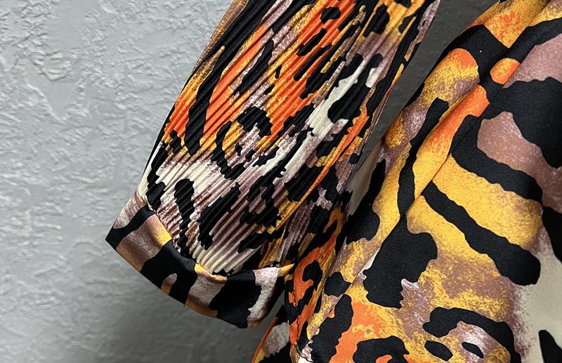 Women's Clothing digital printing lantern long sleeved pleated waist comfortable top with trousers set clearance_voghion.com