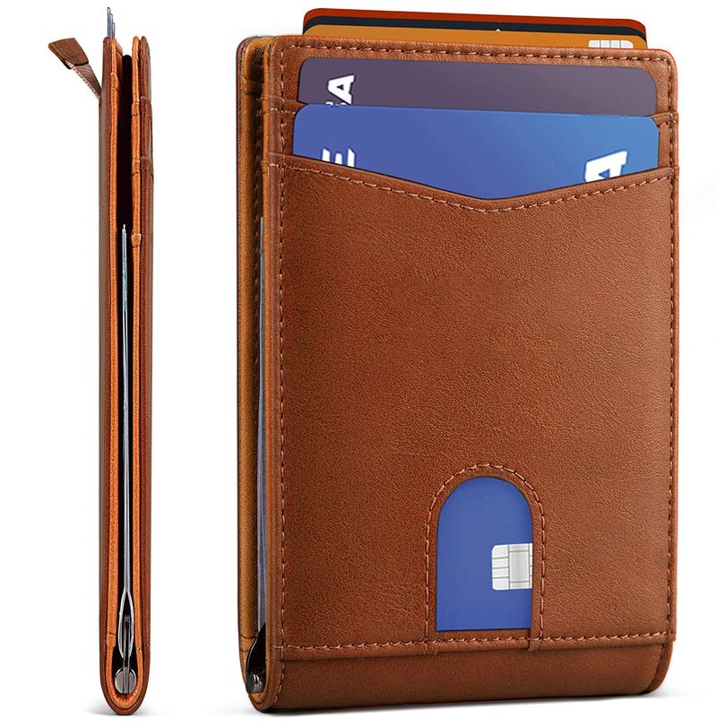 Kartenetui innen und außen aus reinem Leder, Diebstahlschutz mit RFID-Schutz, Dollar-Etui, Herren-Kartenetui_voghion.com