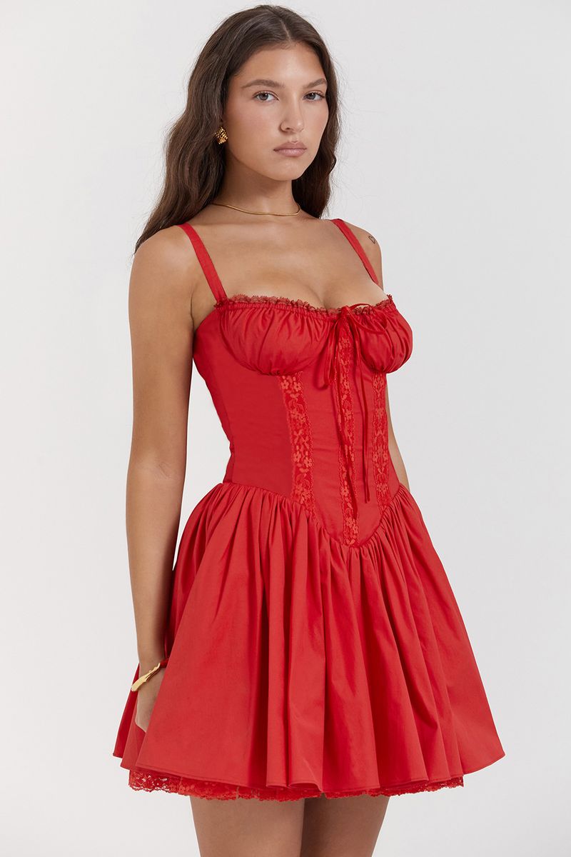 Vêtements pour femmes printemps et été sexy dentelle patchwork taille bretelles petite jupe femme_voghion.com