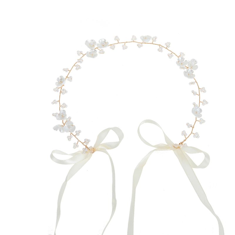 Bride Headwear With Three Petal Shells, Flower Beading, Soft Chain, Millet Beads, And Headband Hair_voghion.com