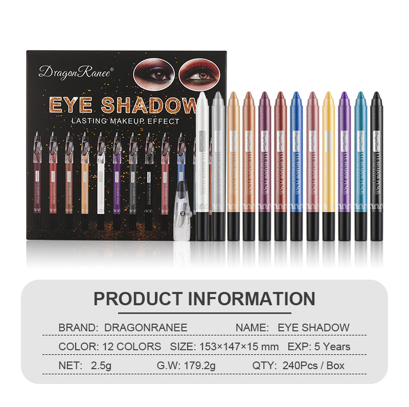 12-Piece Eyeshadow Pencil Set With Pearlescent Finish - Includes Sharpeners, Professional Eyeshadow Makeup Kit_voghion.com