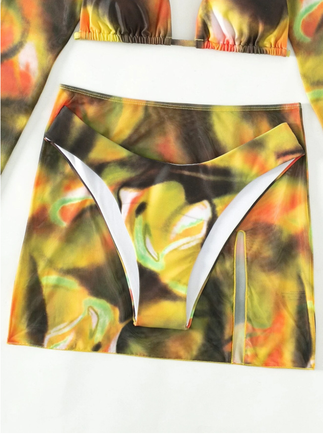 2025 Nowy zestaw bikini tie-dye, czteroczęściowy, dwuczęściowy kostium kąpielowy dla kobiet_voghion.com