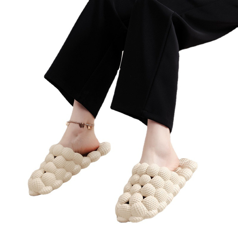 Sommer Hausschuhe mit weichem Boden im Poop-Feeling-Blasen-Lychee-Stil, coole Hausschuhe für Damen im Badezimmer und in der Dusche_voghion.com
