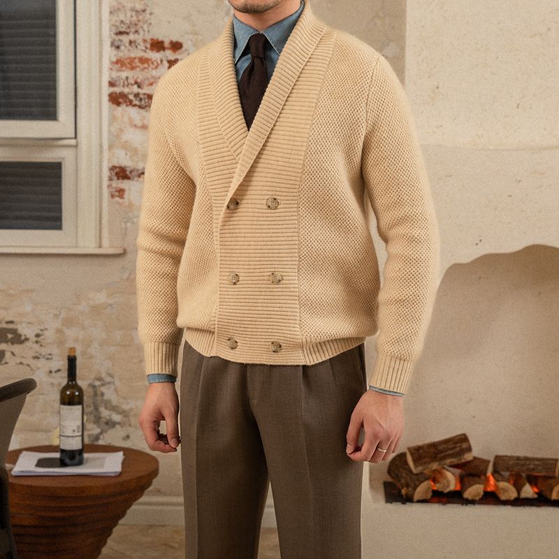 Neu Beiläufige Lose männer Grün Obst Kragen Gestrickte Pullover Herbst Winter Strickjacke_voghion.com