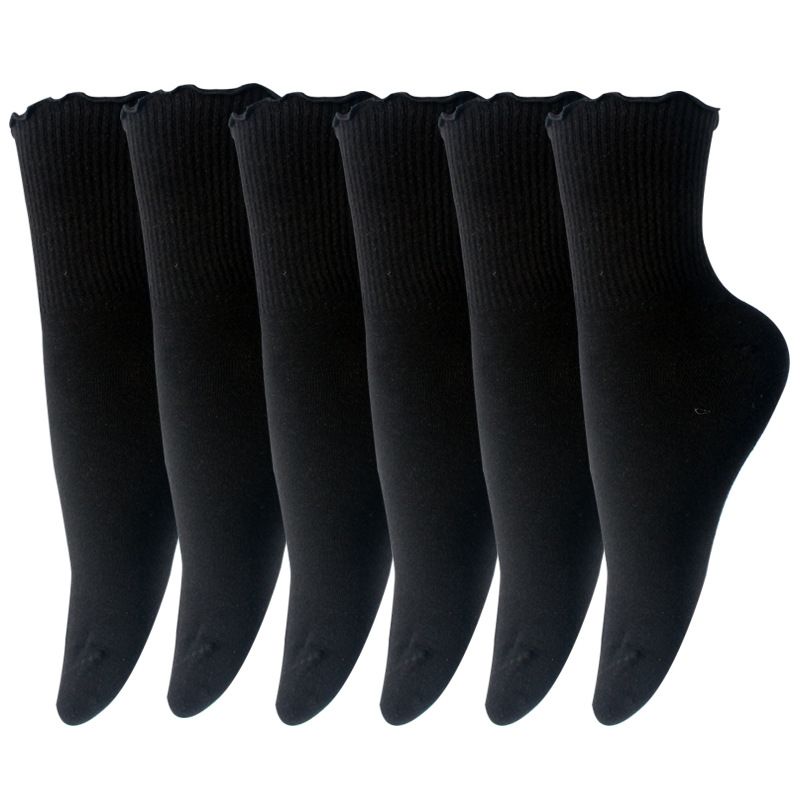 Calzini da donna Calzini alla caviglia plissettati da donna Calzini autunnali invernali in cotone con pizzo alle orecchie in legno Calzini a tubo medio da donna in tinta unita_voghion.com