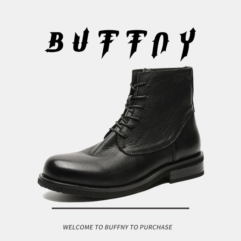 Retro-Werkzeugstiefel, dicke Sohle, erhöhte Schnürung, lässiges Design, Martin-Stiefel_voghion.com