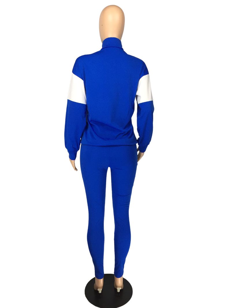 Zweiteiliger Freizeit-Sportanzug für Damen im Farb-Patchwork-Design_voghion.com