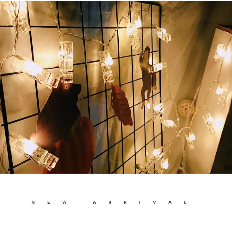 Cordão de Luzes com Clipe e 10 Lâmpadas LED - Luzes de Fada de 1,5 m a Pilhas para Festas, Natal, Cenários de Fotos e Decoração de Interiores_voghion.com
