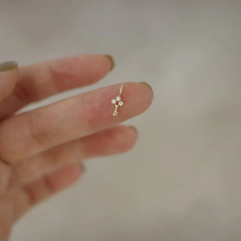 S Sterg Sier Plating 14K Gold Halskette für Frauen Zirkon Schlüssel Licht Mini Kragen Kette_voghion.com