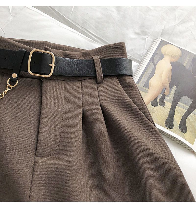 Damkläder Smal hög midja A Line Wide Leg Byxor Mångsidiga Casual Byxor_voghion.com